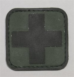 Шеврон на липучке Medic PVC черный на зеленом - фото 13513