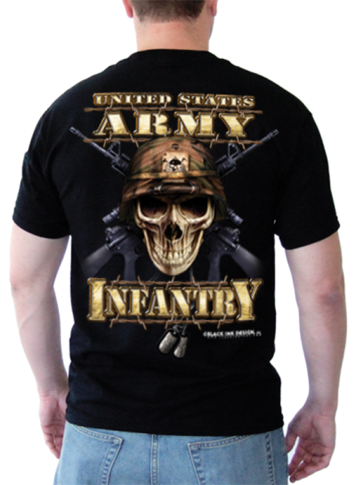 Футболка Black Ink Design Army Infantry Skull черная - фото 26780