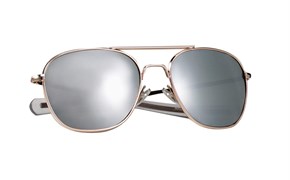 Очки с чехлом G.I. Type Pilot's Aviator Gold Mirror