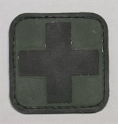 Шеврон на липучке Medic PVC черный на зеленом