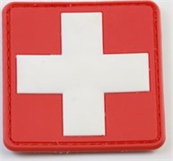 Шеврон на липучке ПВХ Медицинский крест белый на красном