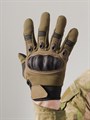 Перчатки тактические со вставкой олива - фото 34598